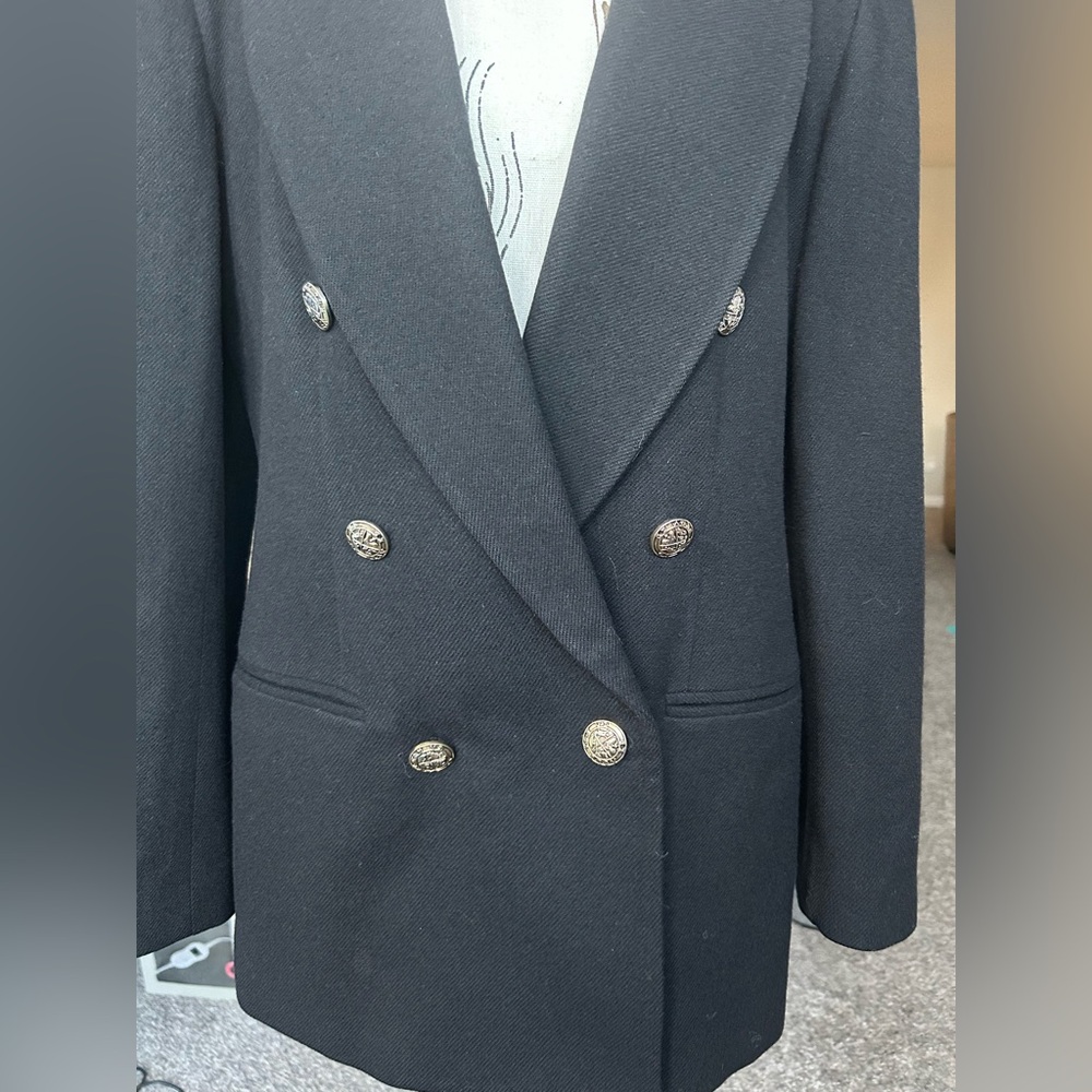 Vintage Stephanie Andrews 100% Wool Black Blazer Women’s size 8 - Picture 2 of 11